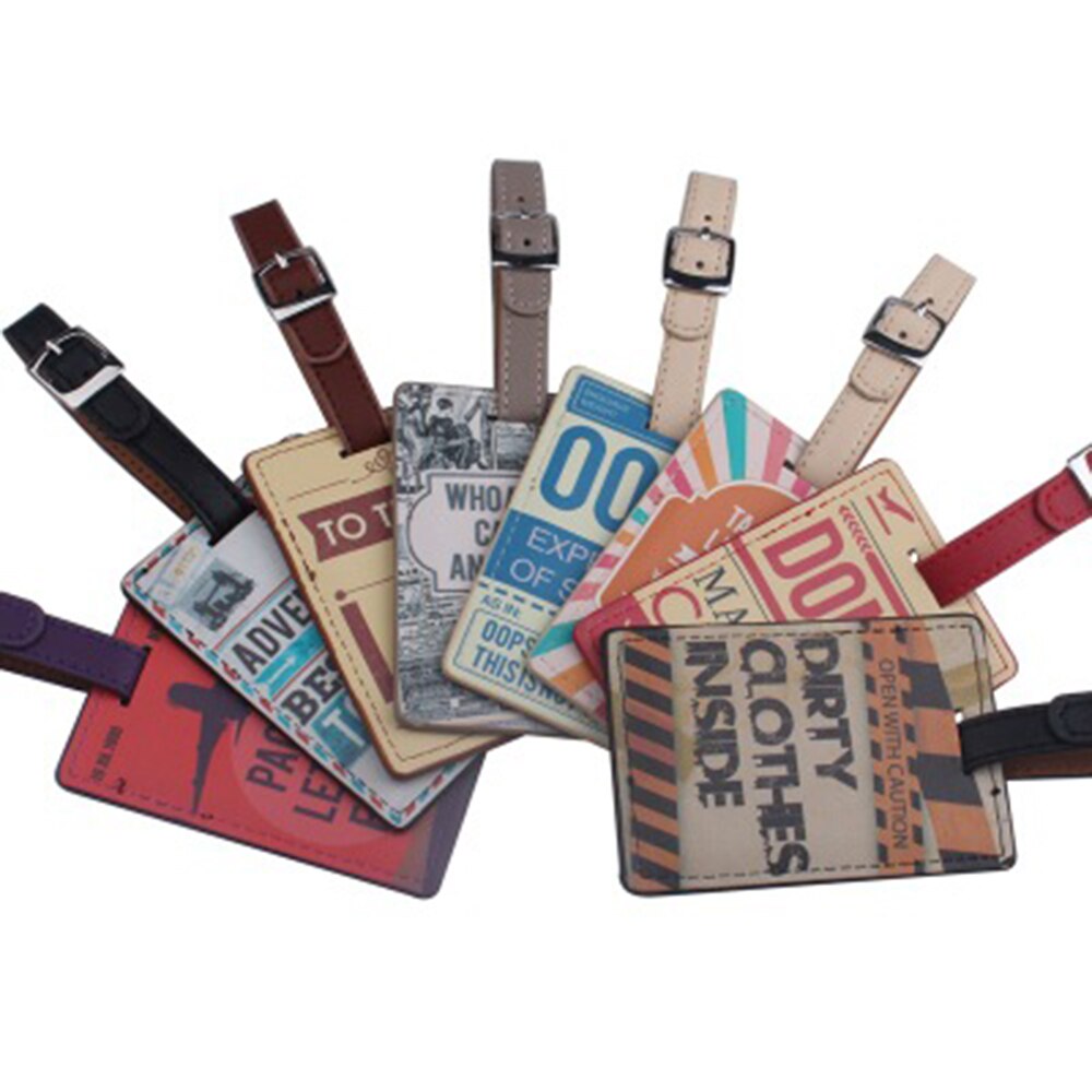 Travel Accessories Creative Leather Baggage Boarding Tags Retro Luggage Tag Letter Suitcase ID Addres Holder Portable Label