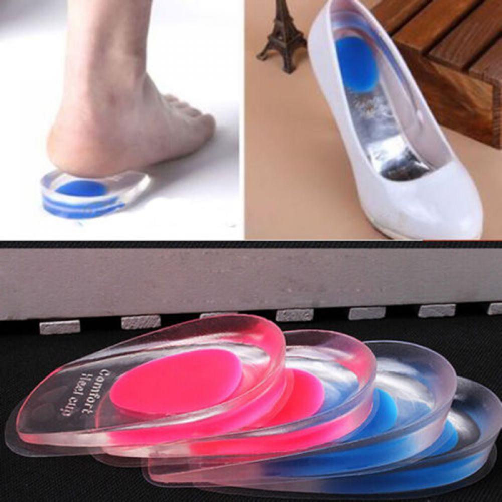 1Pair soft Gel silicone Shoes Insoles for heel spurs pain Cushion Heel Cup Massage care Tools Pads height increase