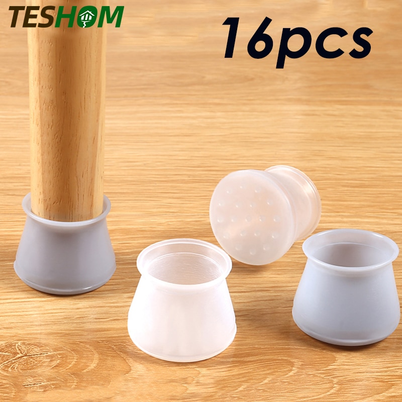 12/16pcs Table Chair Leg Silicone Cap Pad Furniture Non-slip Table Feet Cover Floor Protector Foot Protection Bottom Cover Pads