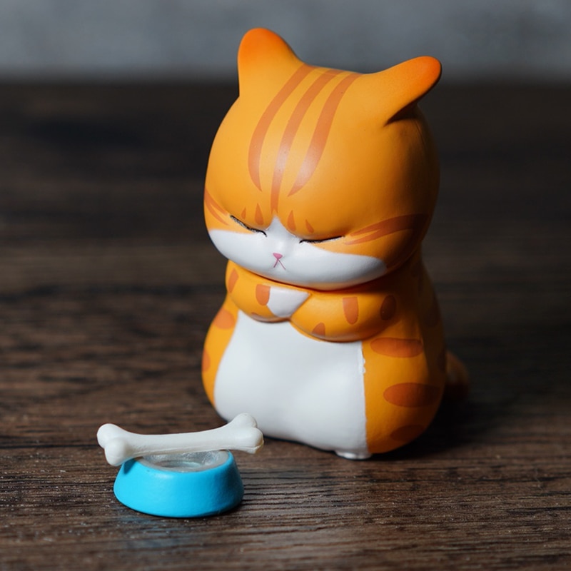 9 pieces/set Randomly Distressed cat Cute Funny Depressed Cats Toys Anime Action Toy Figures Model Gift for Girl Friend Children