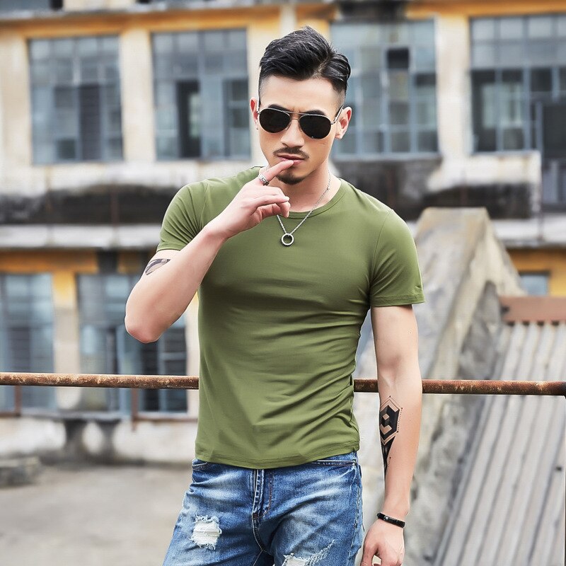 Man Summer Super Soft T Shirts Men Short Sleeve Cotton Flexible T-shirt White Color Size Basic Casual S-5XL Tee Shirt Tops