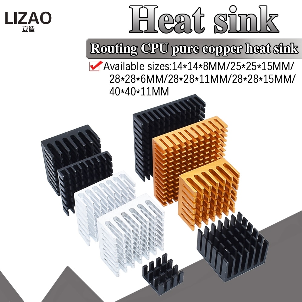 14*14*8mm Golden Black Aluminum Radiator IC Heat Sink Heat Sink 40 x 40 mm x 11 mm / 28 x 28 x 6 / 25 mm