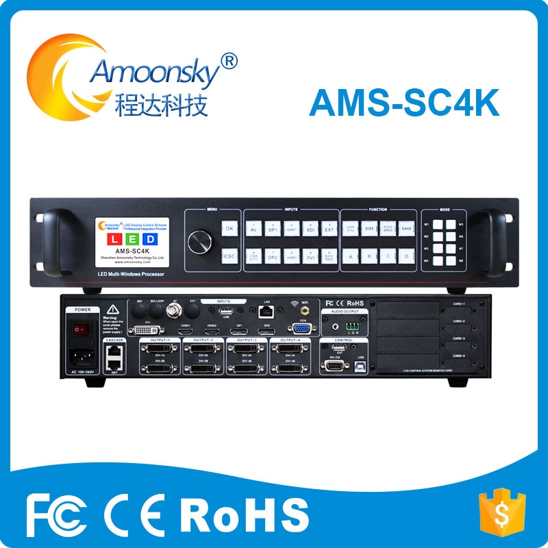 AMS-SC4K 4K*2K input 3840*2160 4 layers video splicer support linsn nova sending card for led module display screen