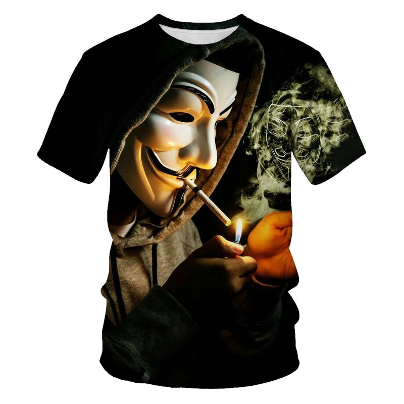 V word Vendetta 3D printing fashion new men's T-shirt hip-hop clown casual O-neck men's short-sleeved shirt street clothing