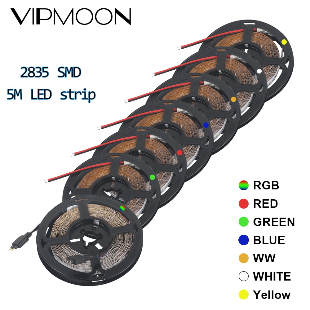 New SMD 2835 DC12V RGB LED Strip Light 5M 60leds/M NO Waterproof LED Light RGB Leds tape Flexible diode ribbon Warm White/RGB