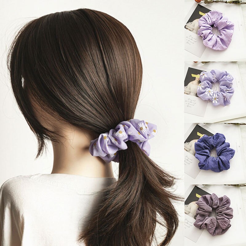 New 2020 Chiffon Hair Scrunchies Sweet Satin Rubber Band Headwear Hair Ring All-Match Fresh Lover Hair Tie Hair Rope Hair Band