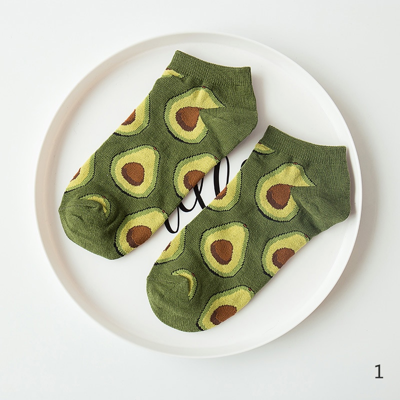 Summer Funny Socks Avocado Socks Omelette Burger Sushi Apple Plant Fruit Food sock Short Cotton Unisex Cute Ankle Socks Dropship