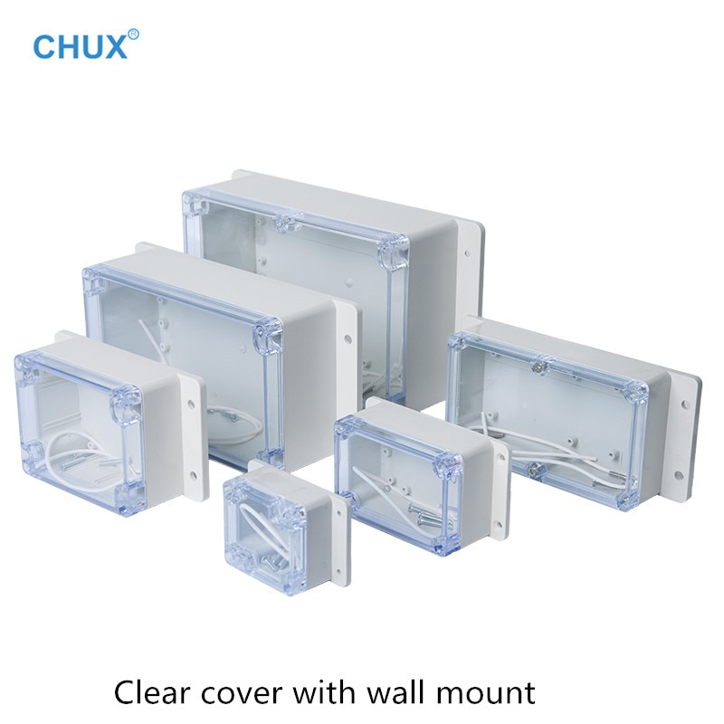 Waterproof Electrical Junction Box Wall mount Outdoor Sealed Clear cover Plastic Enclosure Case Electrical Distribution boxes