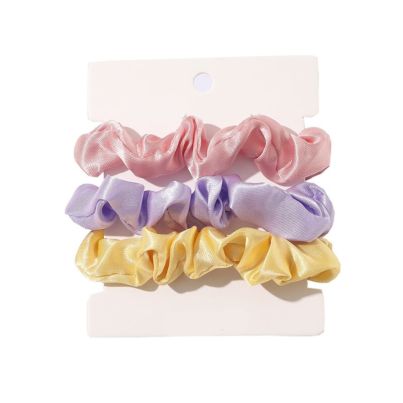 3Pcs Elastic Rubber Bands Girls Solid Color Hair Bands Gum Rope Ring Set Women Ponytail Holder Scrunchies Hair Ties Accessories