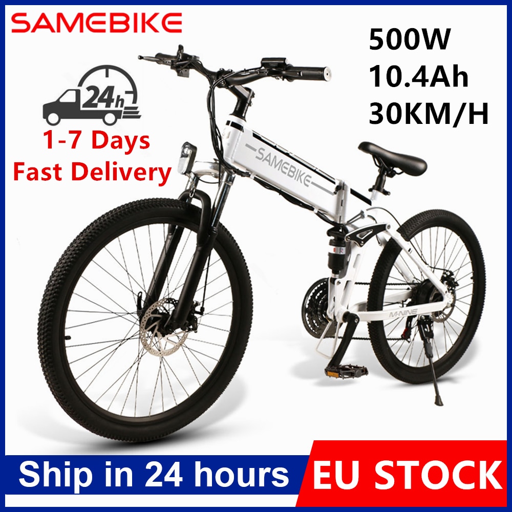 EU Stock Samebike LO26 48V 500W 21 Speed Foldable EBike 35km/h Electric Bicycle 10Ah Battery 26 Inch Tire MTB Bike Motor