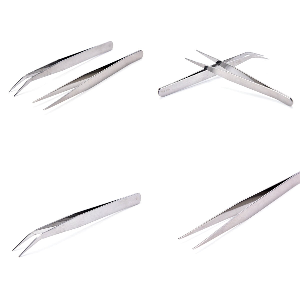 2Pcs Straight Curved Tweezer Stainless Steel Industrial Anti-Static Tweezers Tools For Crawler Repair Dental Tools