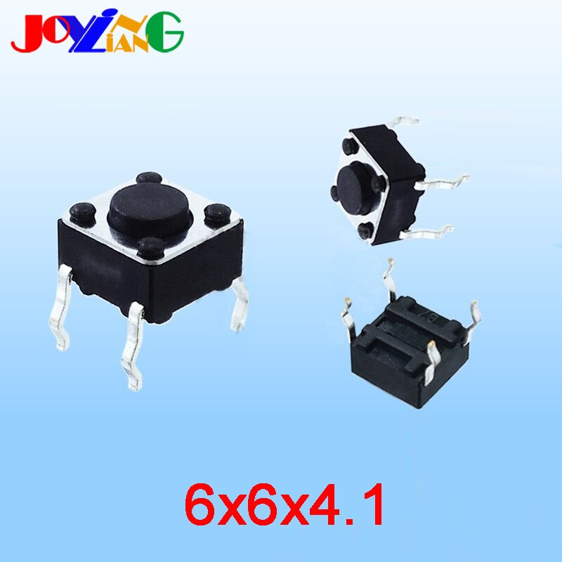 DC12V 50mA Black 6x4.1mm 4 Pins Mini Switch 4-foot Push Button Switch 6x6x4.1mm Copper Feet