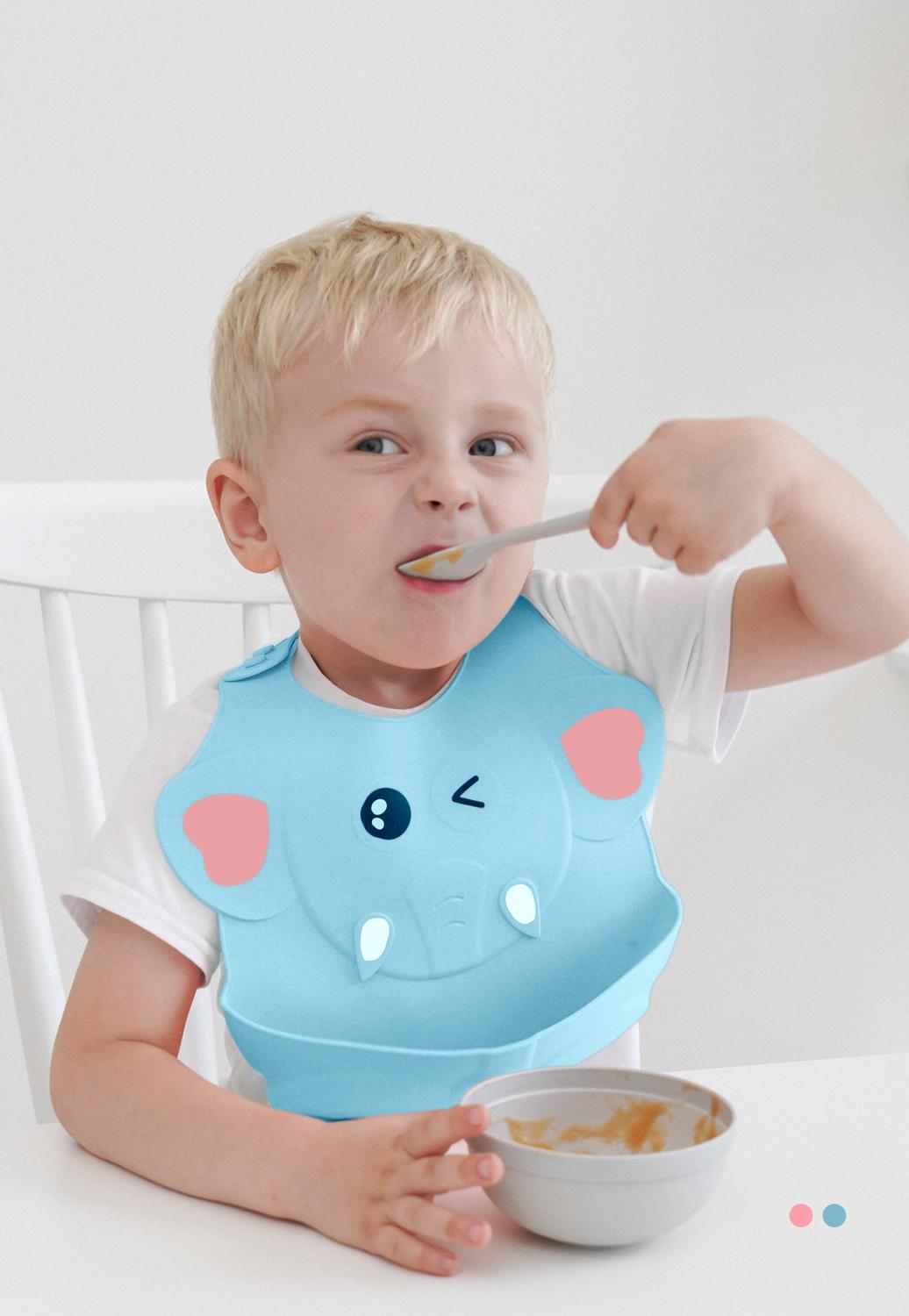 Baby Stuff Waterproof Food grade Silicone Bib Baby Cute Cartoon Adjustable Bib Soft Comfortable Baby Drool Bib