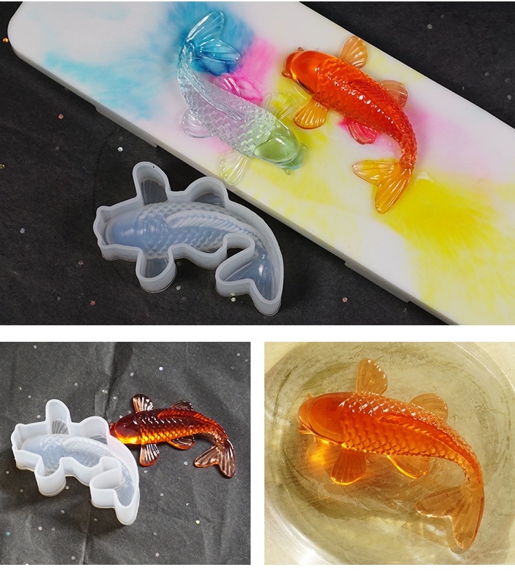 Lucky Carp Fish Shapes Silicone Resin Mold Jewelry Fishtail UV Epoxy Resina Mold For DIY Pendant Charms Making Jewelry