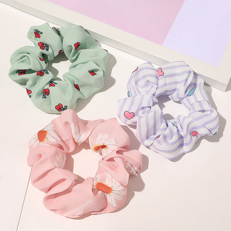 Summer Hair Rings Rubber Rope Print Floral Hair Band Elastic Girls Ponytail Holder Scrunchies Women Hair Circle Accessories