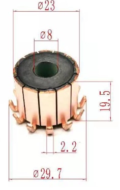 8*23*19.5mm 12P Teeth Copper Hook Type Electrical Motor Commutator CHY-1518-12 1PC