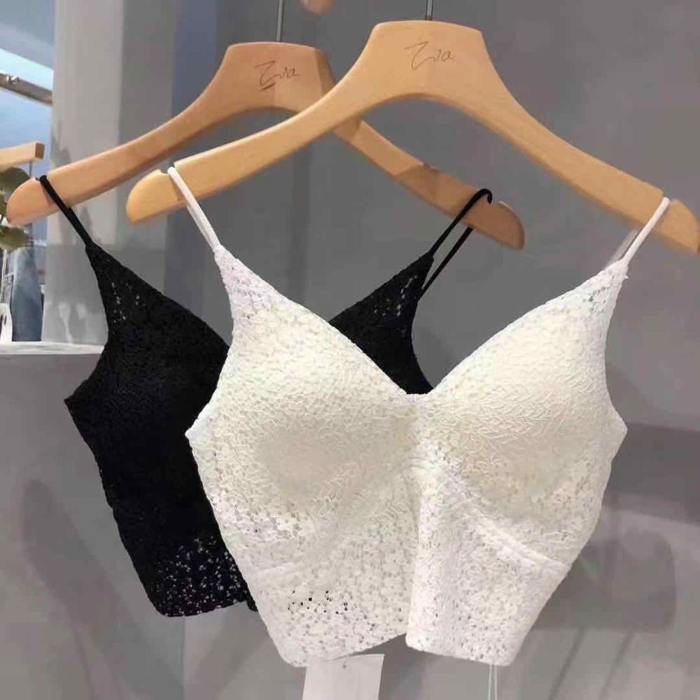 CHRLEISURE New Sexy Lace Triangle Cup Bra Womens Wire Free Lingerie Bralette Little Sexy Beautiful Back Tube Tops Cup A B