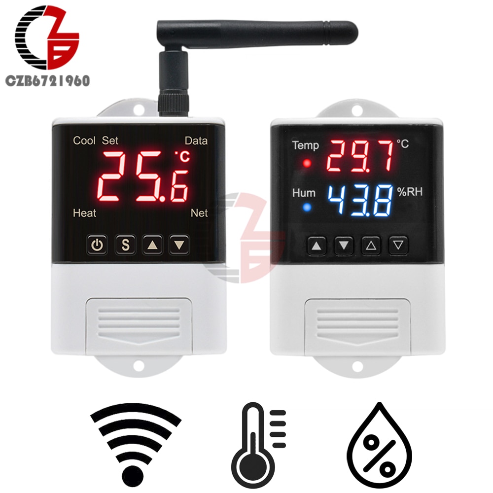 Wifi Thermostat Humidistat 12V 110V 220V Digital Temperature Humidity Controller Regulator Auto Car Incubator Thermoregulator