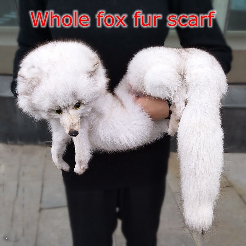 Unisex whole genuine fox fur scraf winter natural real silver fox couple's wedding shawl luxury gold fox decoration accessorie