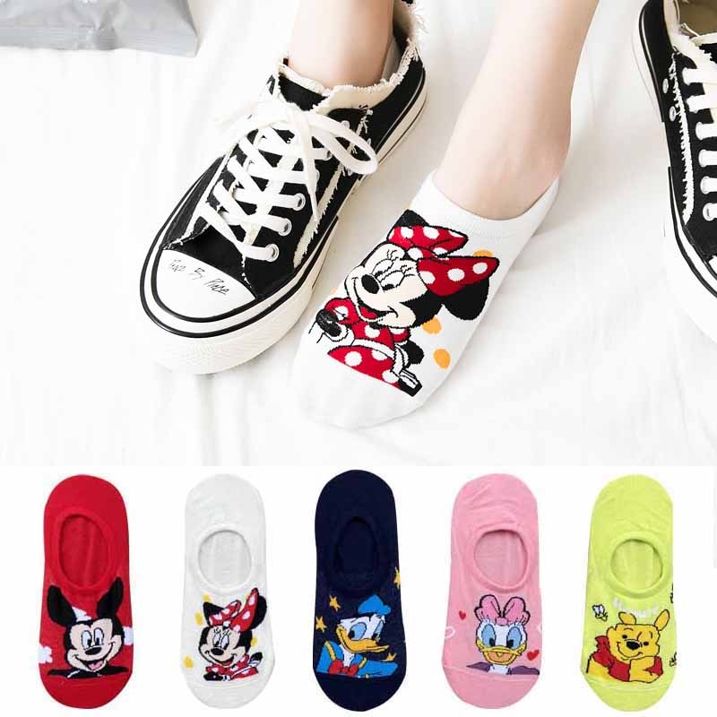 5Pairs Korea Summer socks women Cartoon Animal bear mouse Socks Cute Funny Silicone Slip Invisible cotton Ankle Socks Size 35-41