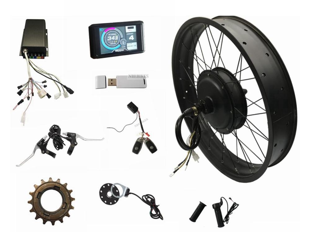 Rear Fat Ebike kit,20" 24" 26" 48V 5000W Wheel Hub Motor Electric Bicycle Conversion Kit with 100A Sabvoton Controller