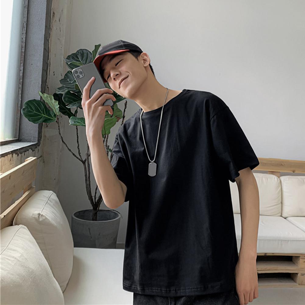 Men Solid Color Short Sleeve O Neck Loose Fit Breathable Tee Top T-shirt Blouse Loose Fit Breathable Tee Top T-shirt Blouse Loos