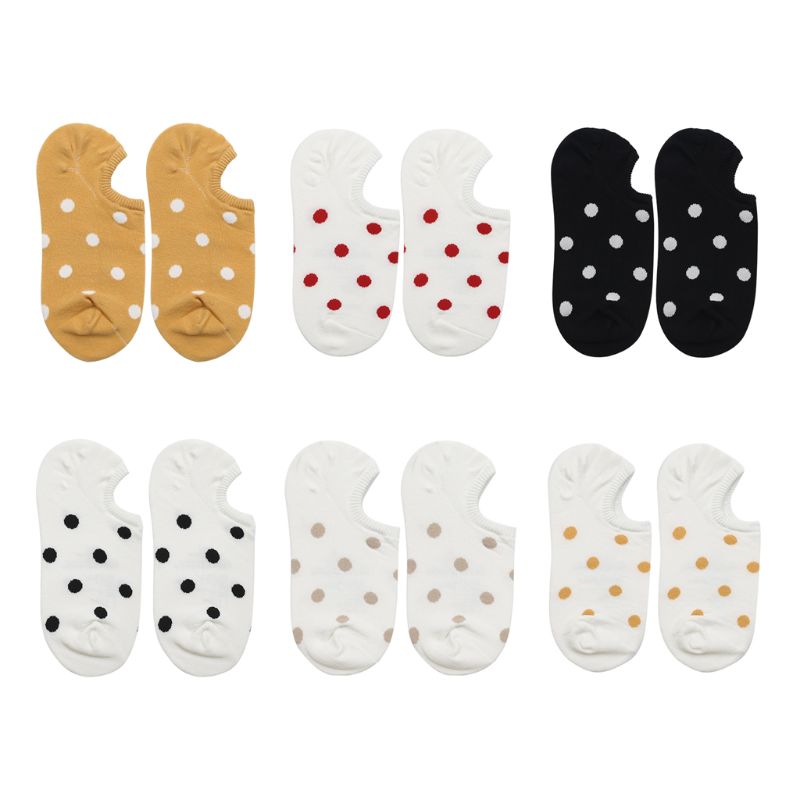 Women Low Cut Short Boat Socks Cute Polka Dot Print Non-Slip Silicone Hosiery Y5GC
