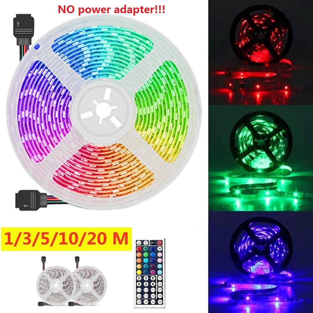 1/3/5/10/20m SMD 3528 LED Strip Light IP33 RGB Flexible Tape Ribbon Lamp with 12V Remote Controller (no power adapter!!)