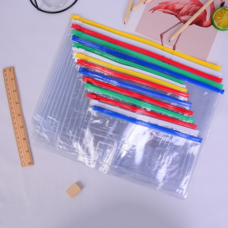 Portable Clear A6/A5/A4 Paper File Folder Book Pencil Pen Case Bag Pouch Plastic School Office Supplies Pencil Bag 1Pc