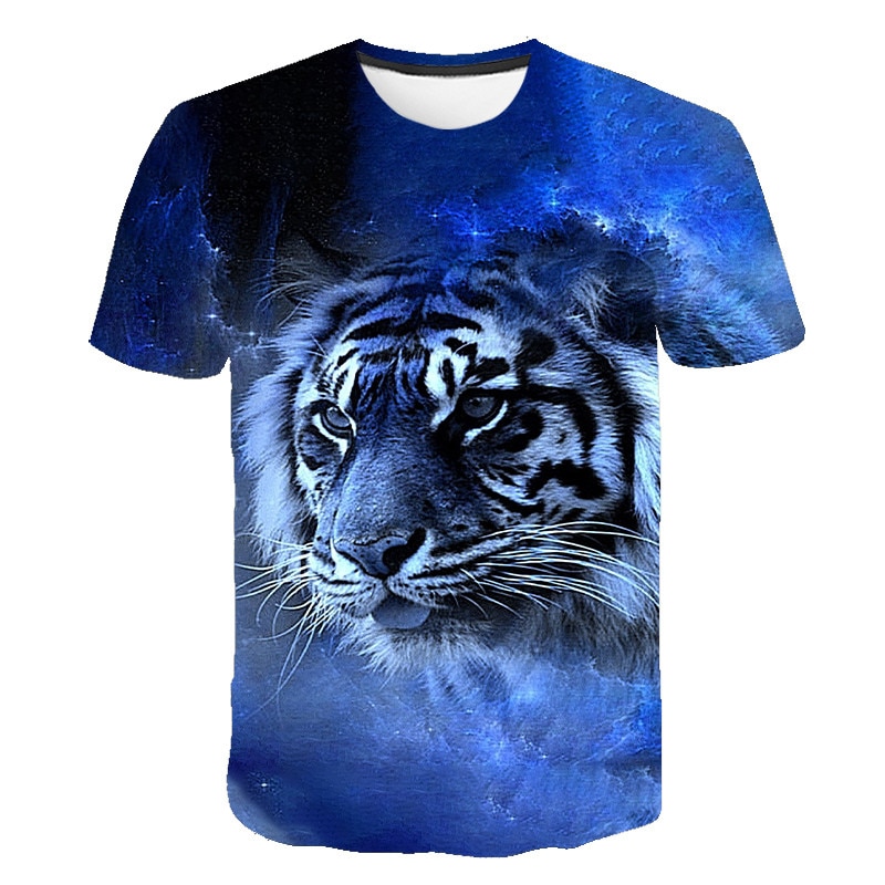 Brand 2020 animal / tiger anime short-sleeved round neck t-shirt 3D printed pattern hip-hop personality T-shirt men's summer top