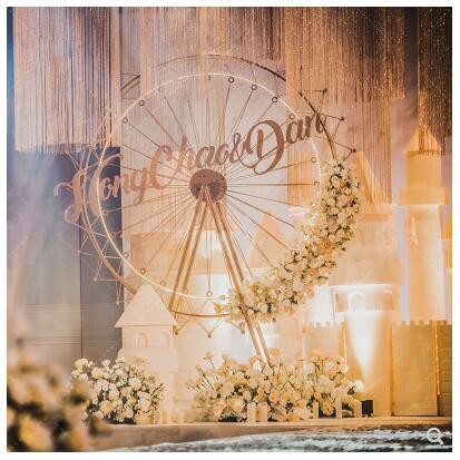 Wedding ceremony large iron Ferris wheel model landing circular geometric background decoration props wedding arrangement