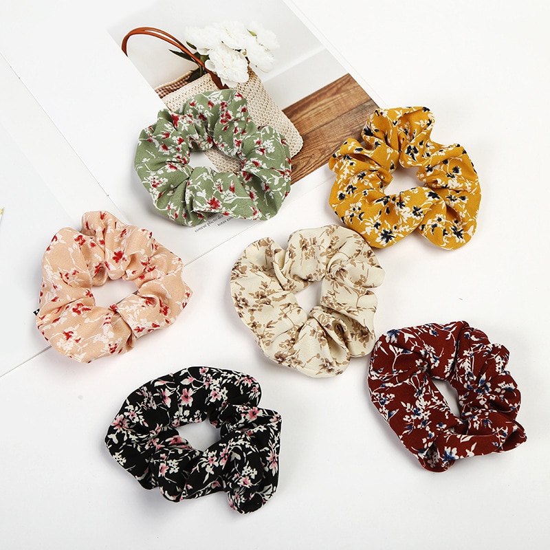 Korean Scrunchi Hair Band Women Rubber Elastic Hair Bands Summer Floral Rope Scrunchies Ponytail Gum For Girl Hair Accessories