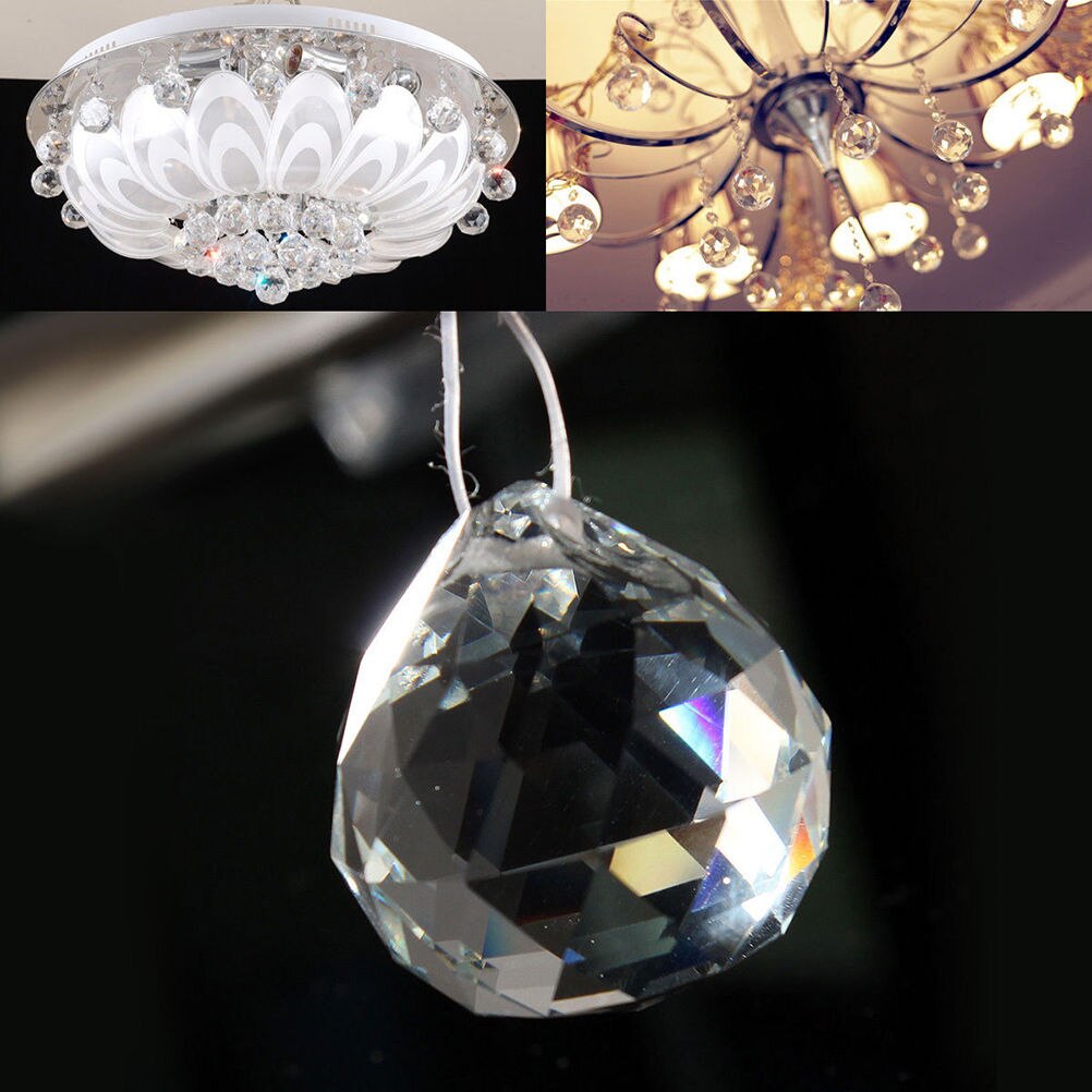 1PCS 30x35mm Crystal Glass Lamp Chandelier Ball Drop Pendant Loose Spacer Bead Clear Lamp Decoration