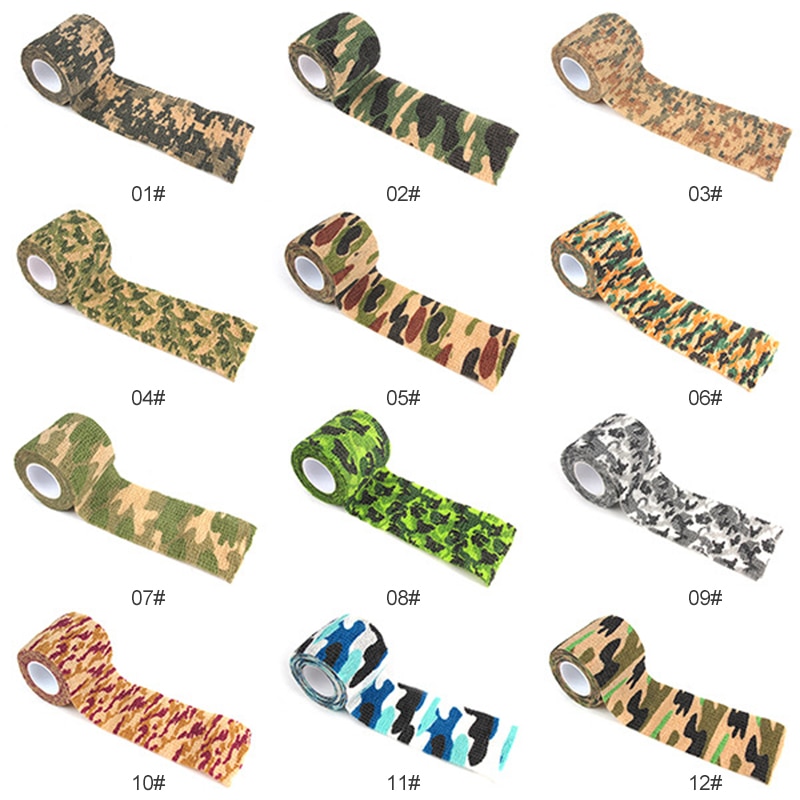 1 Roll Hunt Camping Stealth Camo Military Airsoft Elastic Camouflage Wrap Tape Bandage Waterproof Outdoor TOOLS TSLM1