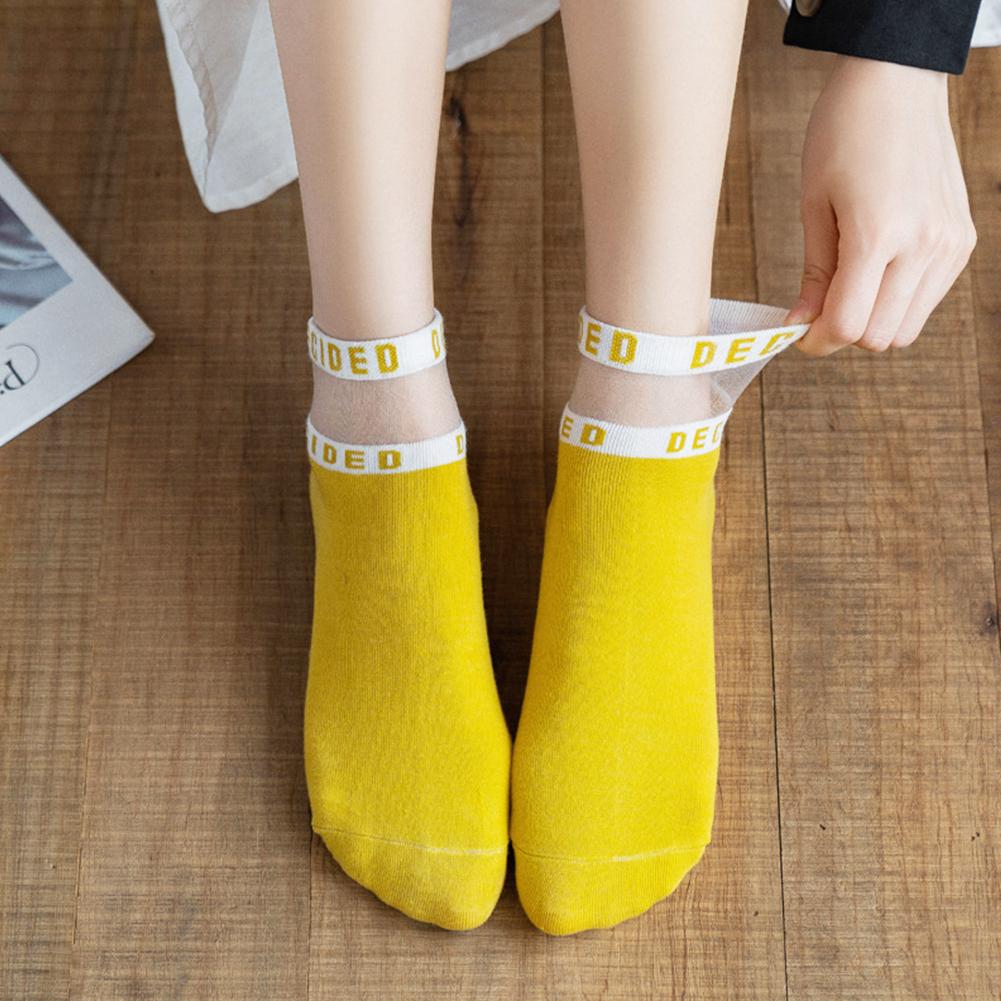2 Pairs Women Cotton Breathable Mesh Sweat Absorbent Letter Summer Ankle Socks Ankle sock make your feet cooler more comfortable