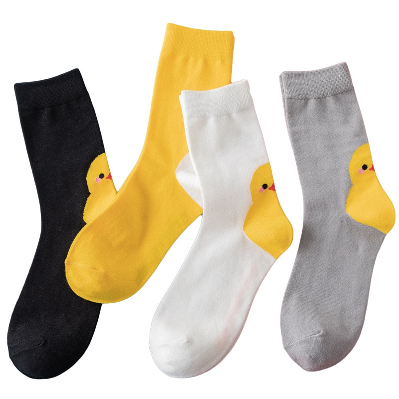 Lovely Cartoon Socks Lady Cotton Sock Female Solid Cute Animals Duck Patterned Socks Girls College Style Breathable Trendy Sox