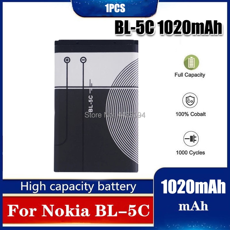 1PCS BL5C BL-5C BL 5C 3.7V Lithium Polymer Phone Battery For Nokia 1100 1110 1200 1208 1280 1600 2600 2700 3100 3110 5130 6230