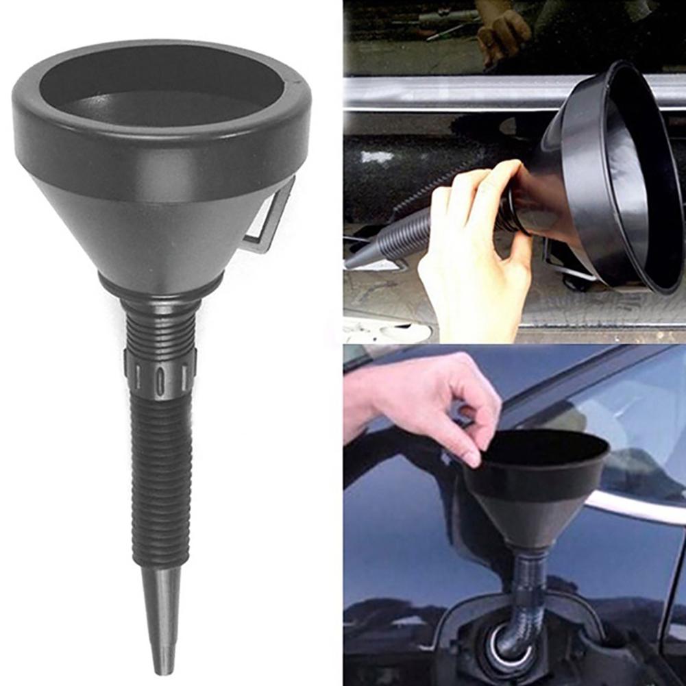 2 in 1 Plastic Funnel Spout Car Motorcycle Oil Water Fuel Gasoline Diesel Filling Funnel with Soft Pipe for Truck Vehicle Car