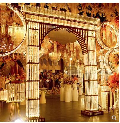 Wedding props new luminous crystal gate arch Wedding Hall Hotel setting stage background decoration screen