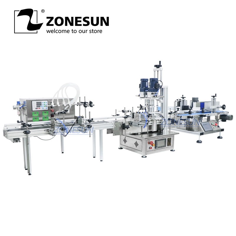 ZONESUN Automatic Liquid Filling Capping Labeling Machine Production Line Liquid Soap Oil Beverage Bottle Water Making Machines