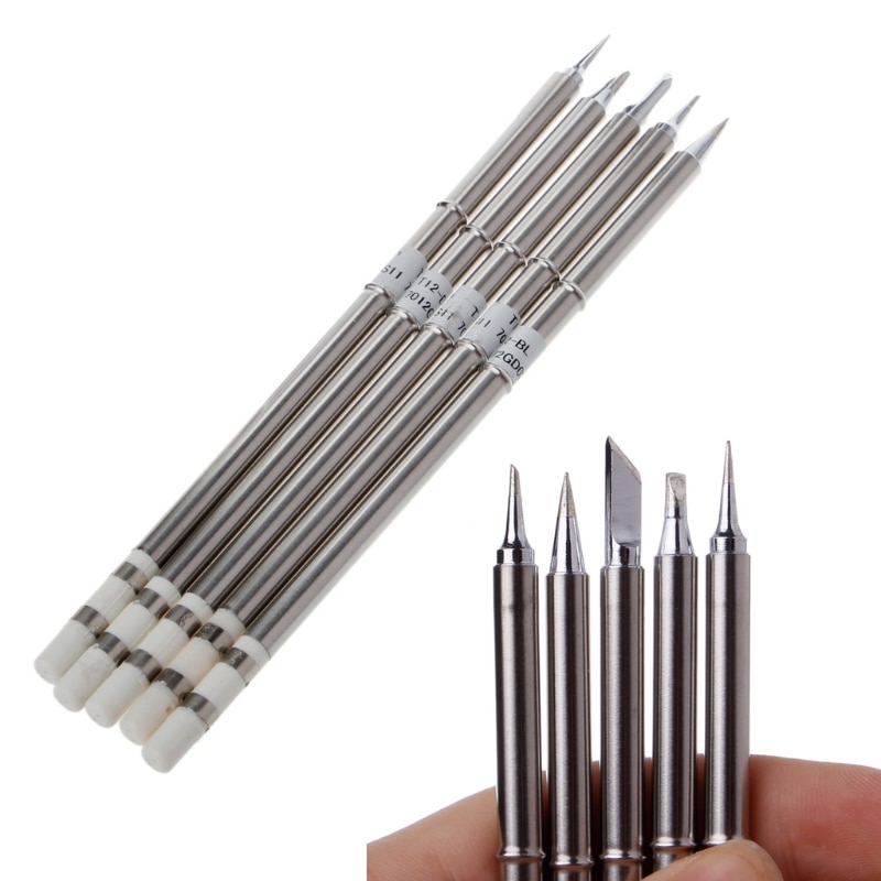 5 Pcs T12 Series Solder Iron Tips For Hakko FX951 BAKON 950D Soldering Station