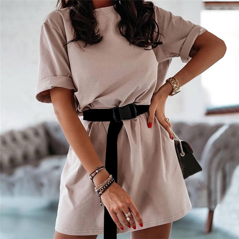 Women's Two Piece Suit Simple Casual Solid Outfits With Belt Home Loose Fitness Tracksuits Fashion Leisure Bicycle Suit Summer