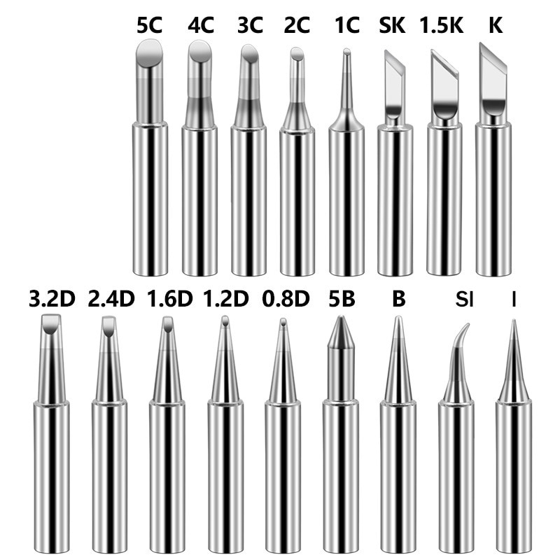 17pcs Pure Copper 900M-T Series Soldering Iron Tip Welding Tip Solder Iron Tip Lead-free Solder Tips Welding Head Soldering Tool