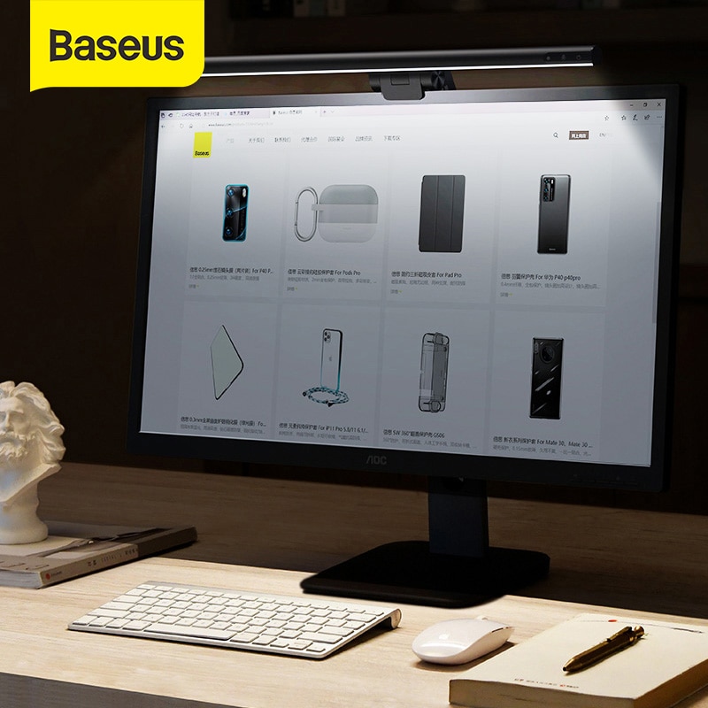 Baseus Stepless Dimming Eye-Care LED Desk Lamp For Computer PC Monitor Screen Hanging Light LED Reading USB Powered Lamp