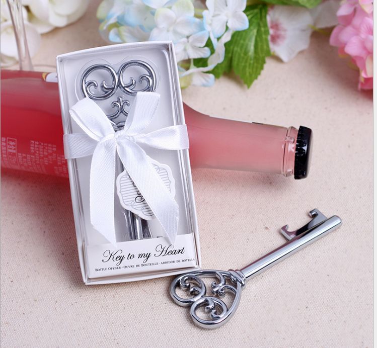 500 PCS/LOT Key To My Heart Bottle Opener in White Gift box Wedding favor-"Simply Elegant" Key To My Heart Bottle Opener