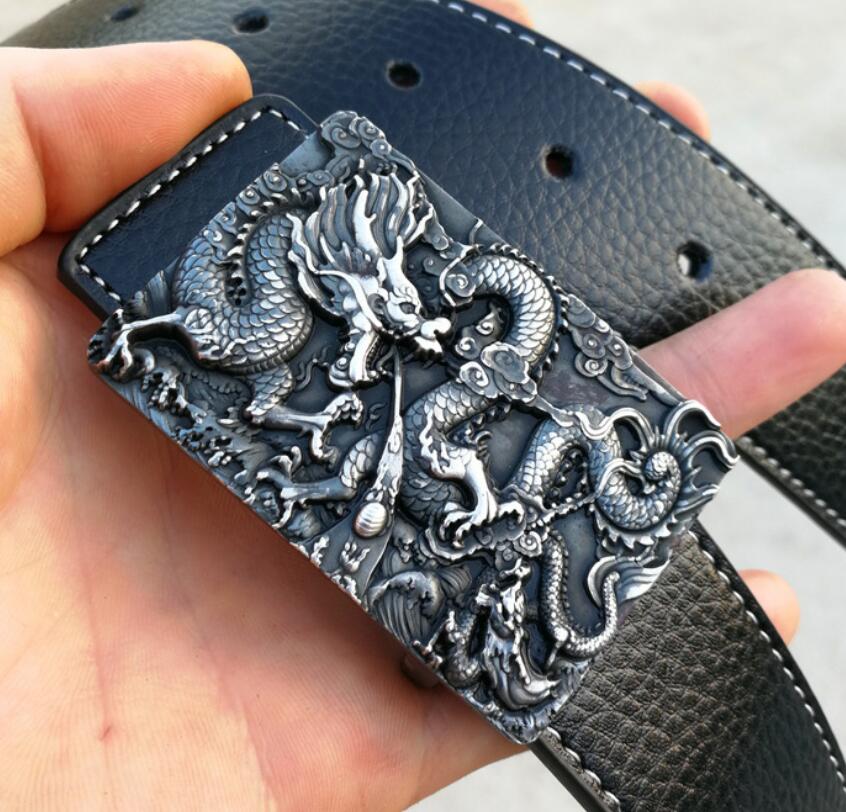 Cool New Unique Design Dragon Belt Buckle 999 Silver Handmade Jewelry Suitable for Belts with a Width of 3.8cm Free Shipping
