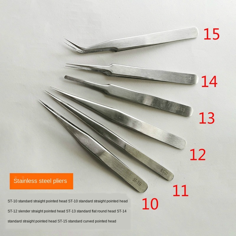 Stainless Steel Precision Machining Tweezers Pointed Elbow Disassembly Tool Bird's Nest Clip Graft Eyelash Tweezers Wholesale