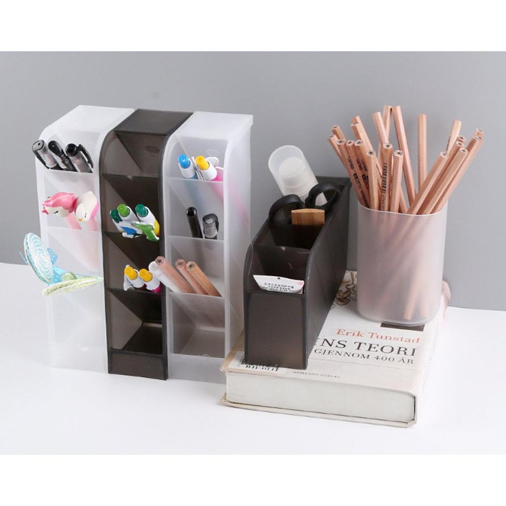 Home Office School Pencil Storage Organizer Cylinder Shape Multi Grid Pen Holder Multifunction Storage Box Desktop Organizer