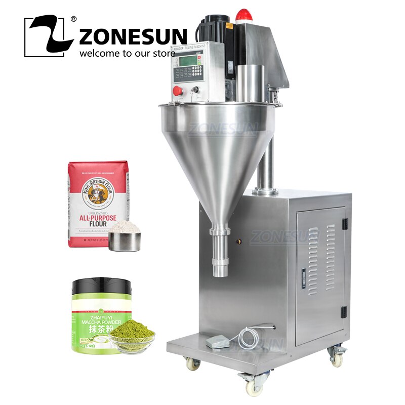 ZONESUN ZS-FM2000 Auger Talcum Glass Vial Vertical Spice Plastic China Bottle Sachet Powder Filling Machinery Grain Automatic