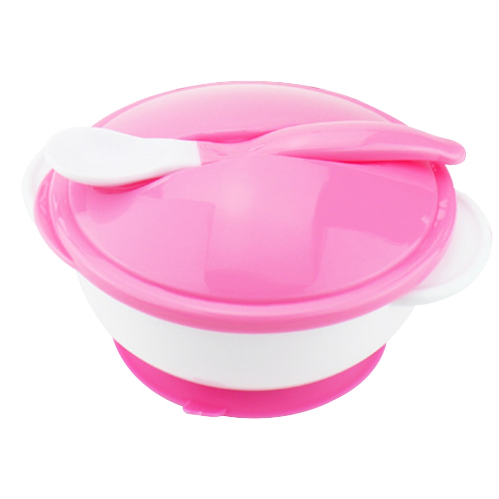 Hot Sale Baby Feeding Bowl with Sucker and Temperature Sensing Spoon Suction Cup Bowl Dishes Tableware Set for Children Kids